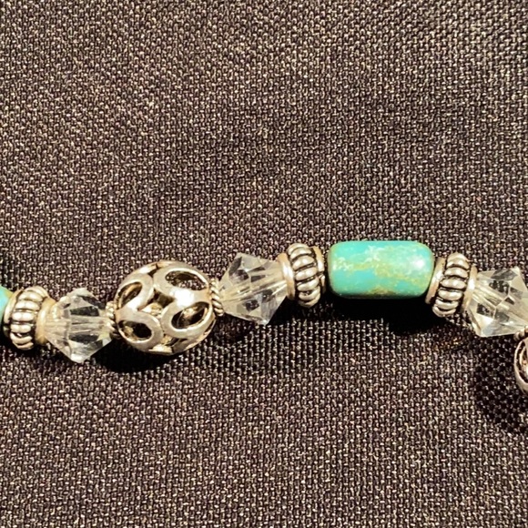 Sterling Silver Swarovski and Turquoise Bracelet - Picture 5 of 6